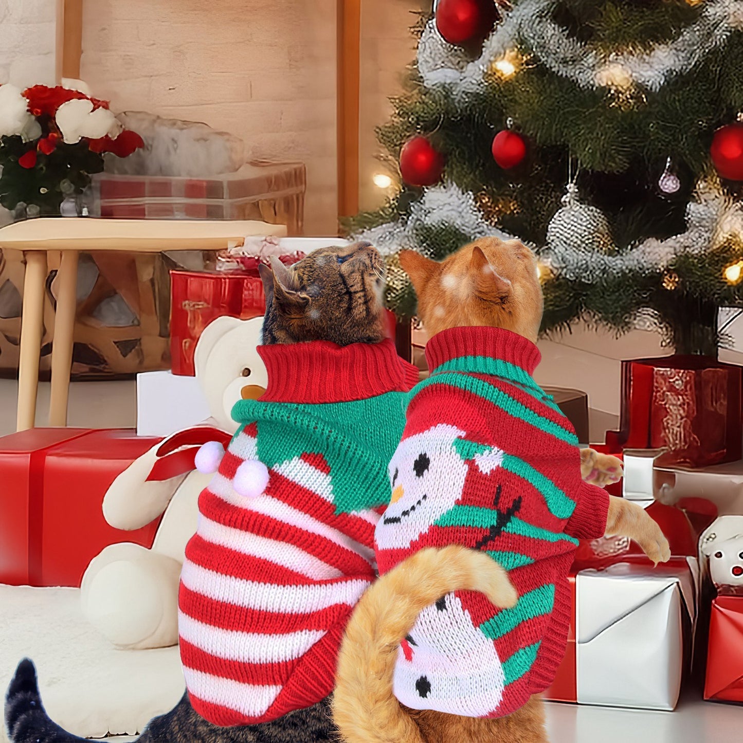 Festive Christmas Turtleneck Sweater for Dogs & Cats