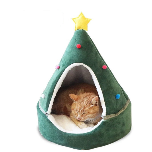 Christmas Themed Cave Bed for Cats & Small Dogs