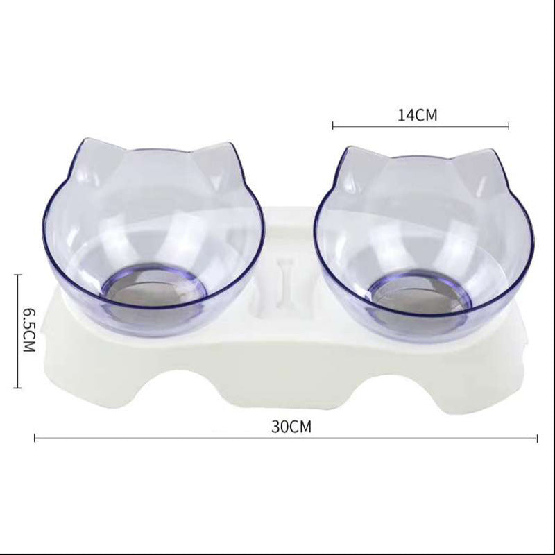 Diagonal, Elevated Feeding Bowl Designed to Protect Cervical Vertebra