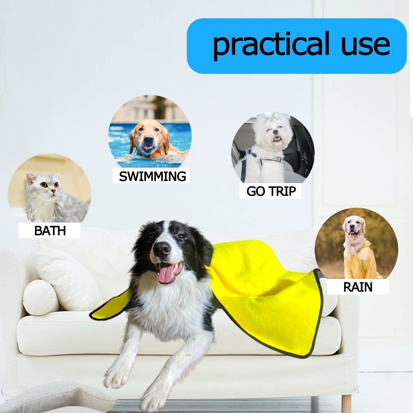 Quick-drying, Super Absorbent Bath Towels for Cats & Dogs (Soft Fiber)