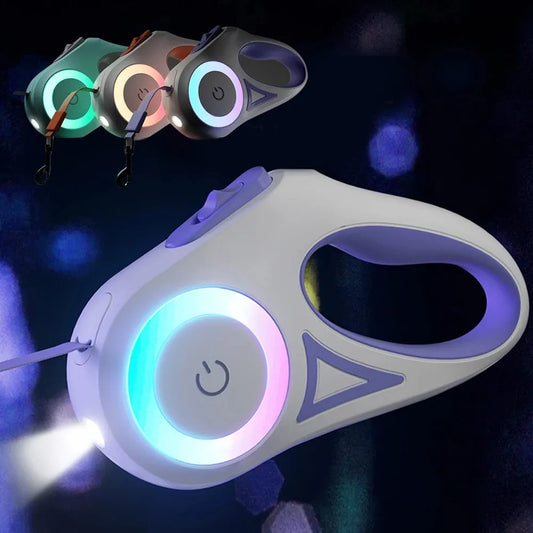 Retractable Leash with LED Lights for Cats & Dogs