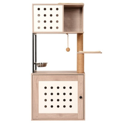 Roomy All In One Cat Tower with Litter Box Enclosure