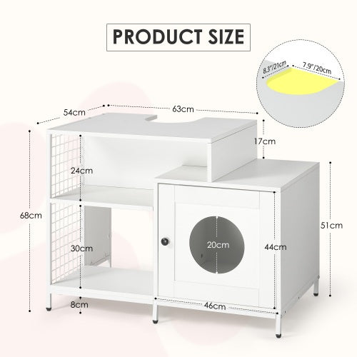 2-in-1 Vanity with Cat Litter Box Enclosure and Storage Shelves for Bathroom