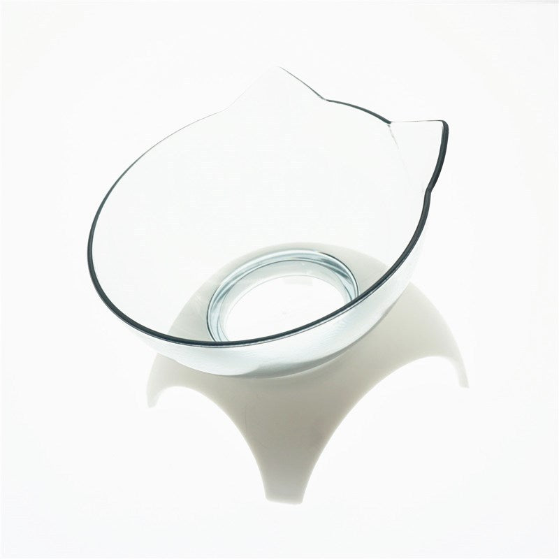 Diagonal, Elevated Feeding Bowl Designed to Protect Cervical Vertebra