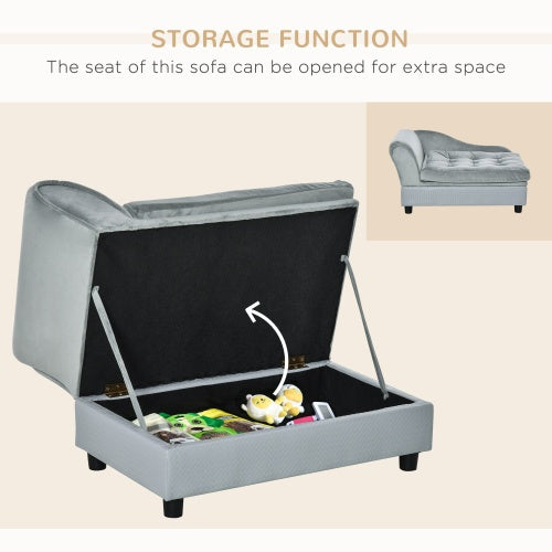 Paw Hut Luxury Modern Gray Sofa Bed with Hidden Storage for Cats & Dogs