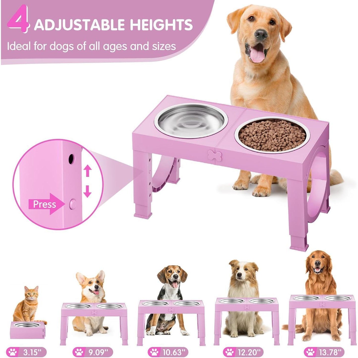 Xia Z Fashion Elevated Feeding Table with Double Bowls for Dogs