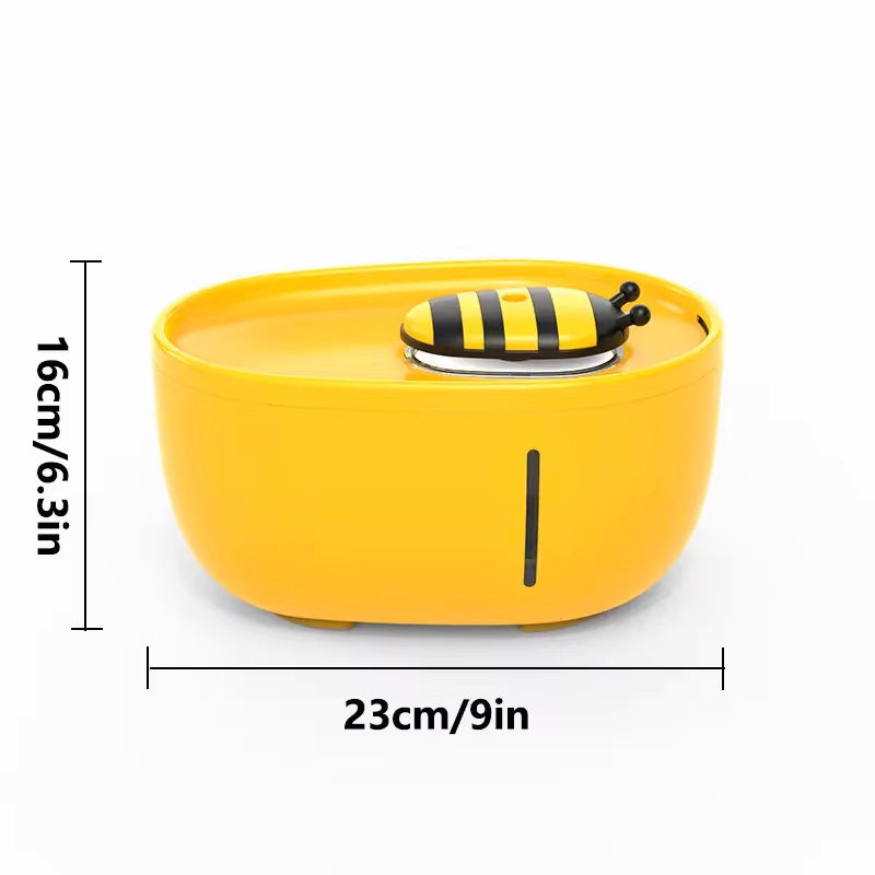 Cutesy Honey Bee Auto Filter USB, Electric Recirculating Filtring Water Fountain for Cats & Dogs
