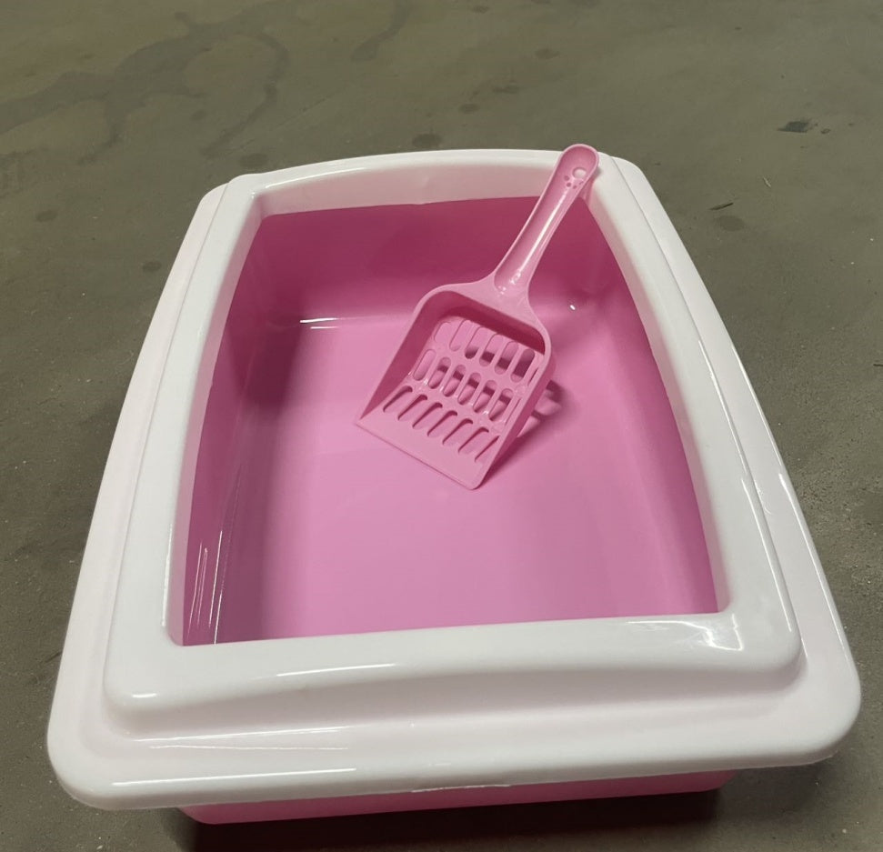 Pink & White Cat Litter Box Scooper Included (Easy Cleaning)
