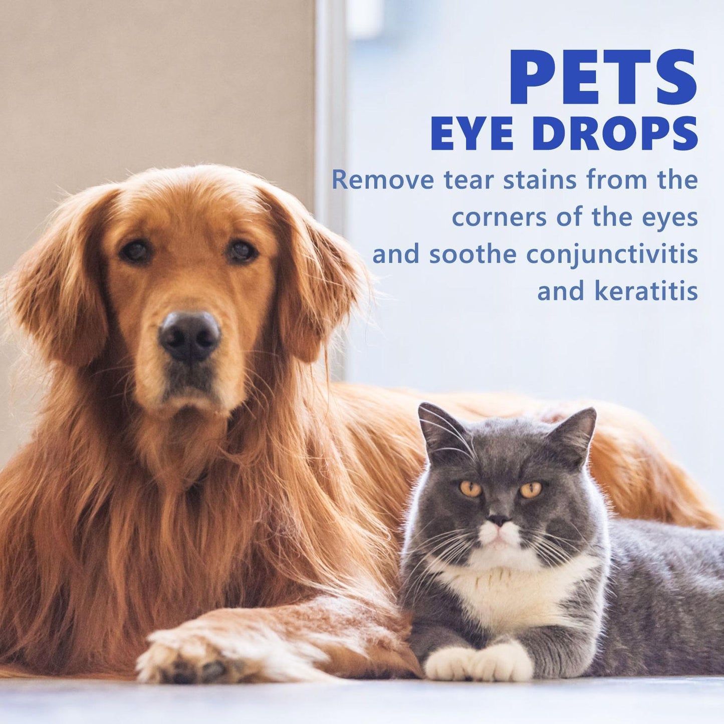 Yegbong Eye Drops with Vitamin B6 and Taurine to Relieve Irritated Eyes, Conjunctivitis and Tear Stains for Cats & Dogs