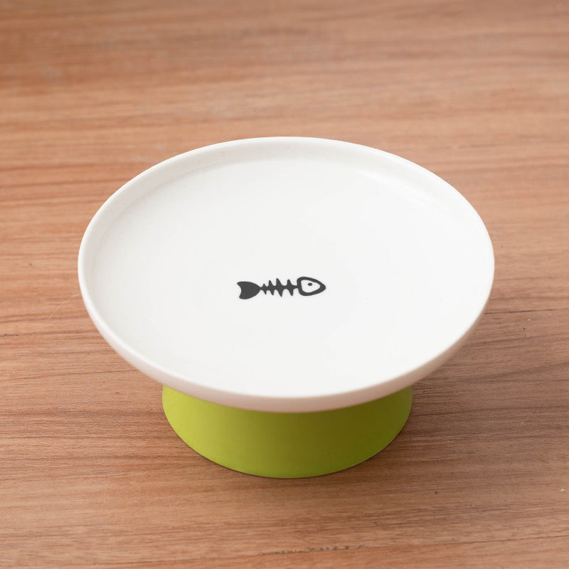 Elevated Vertebrae & Whisker Protective Ceramic Food Bowl for Cats
