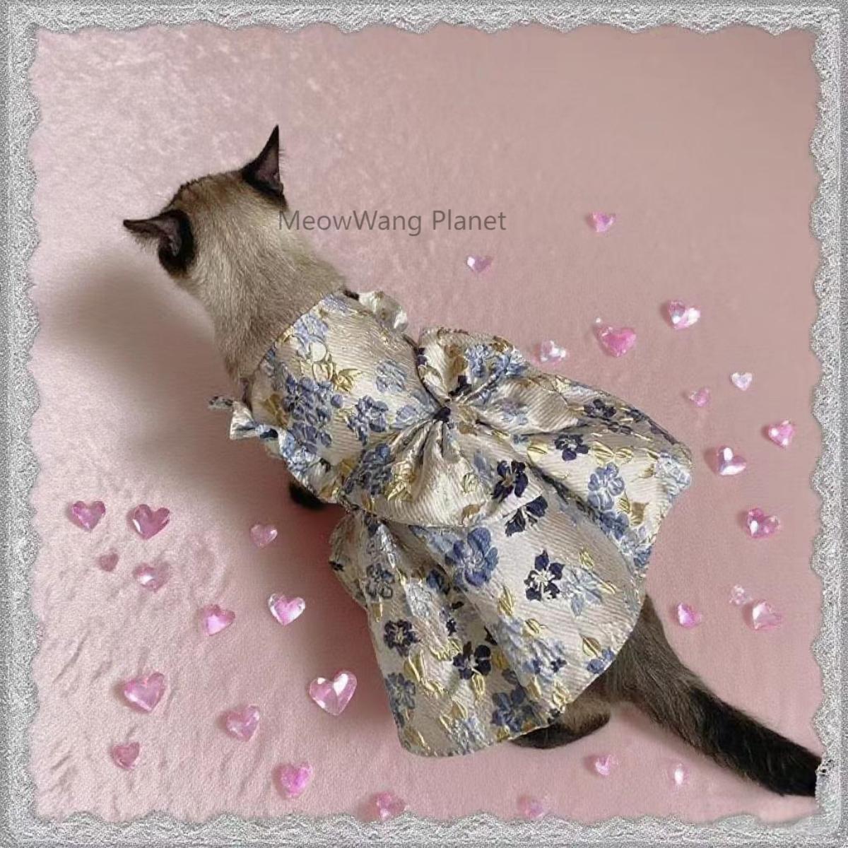 Elegant Floral Princess Dress for Cats & Small Dogs