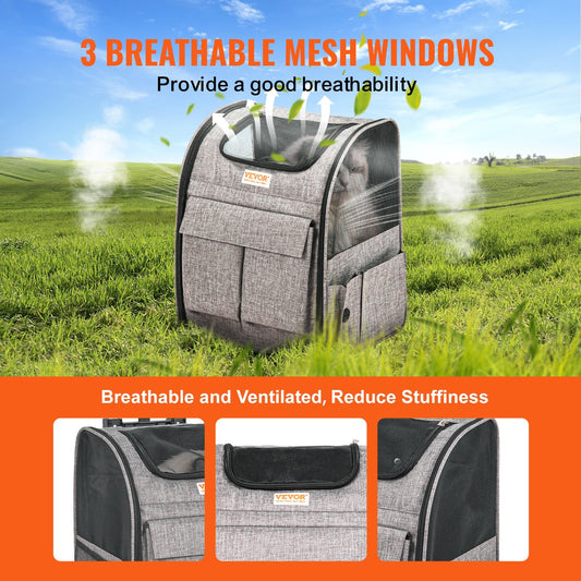 Rolling Pet Carrier with Removable Wheels for Cats & Dogs