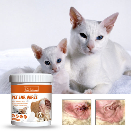 Yegbong Anti-Odor + Anti-Ear Mite Cleaning Wipes for Cats & Dogs