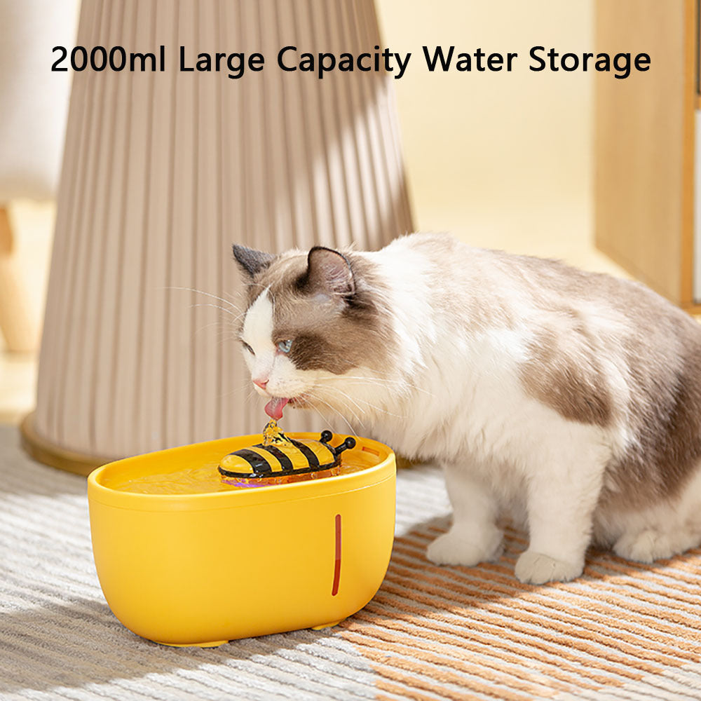 Cutesy Honey Bee Auto Filter USB, Electric Recirculating Filtring Water Fountain for Cats & Dogs