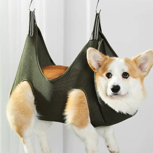 Black Durable Grooming Hammock with Restraints for Cats & Small Dogs