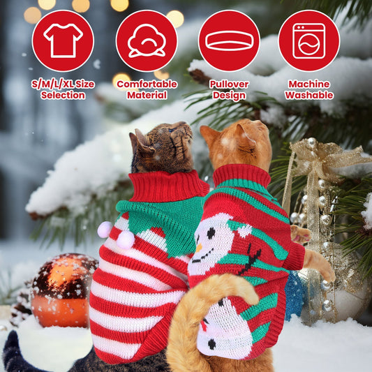 Festive Christmas Turtleneck Sweater for Dogs & Cats