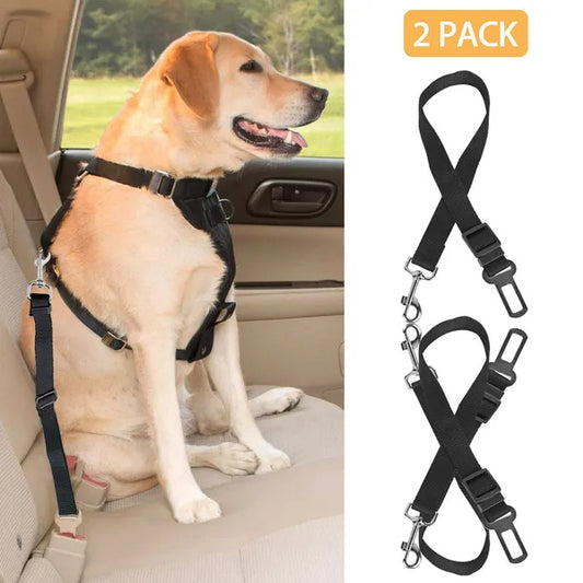 2Pcs Adjustable Seat Belt Leash with Harness for Cats & Dogs