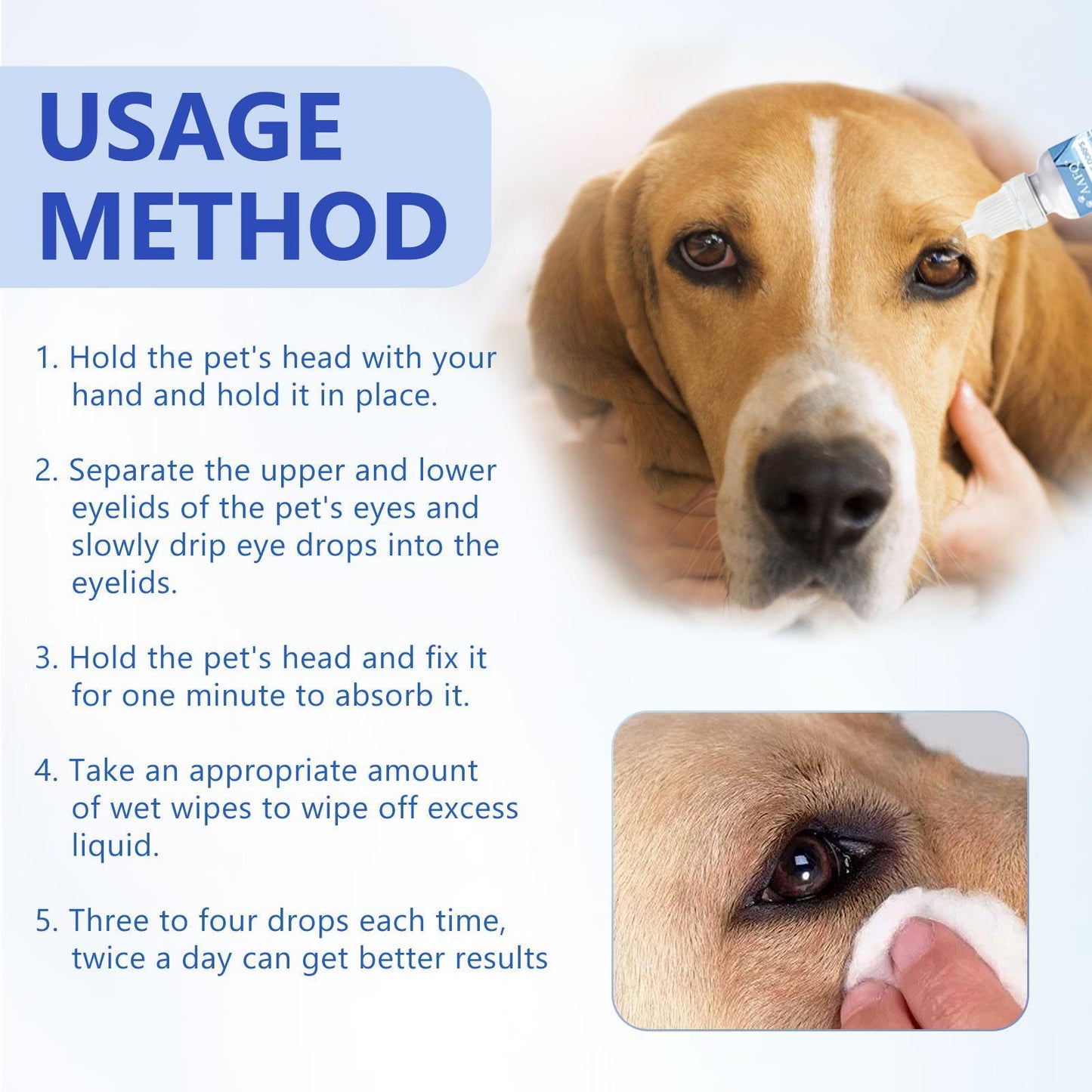 Yegbong Eye Drops with Vitamin B6 and Taurine to Relieve Irritated Eyes, Conjunctivitis and Tear Stains for Cats & Dogs