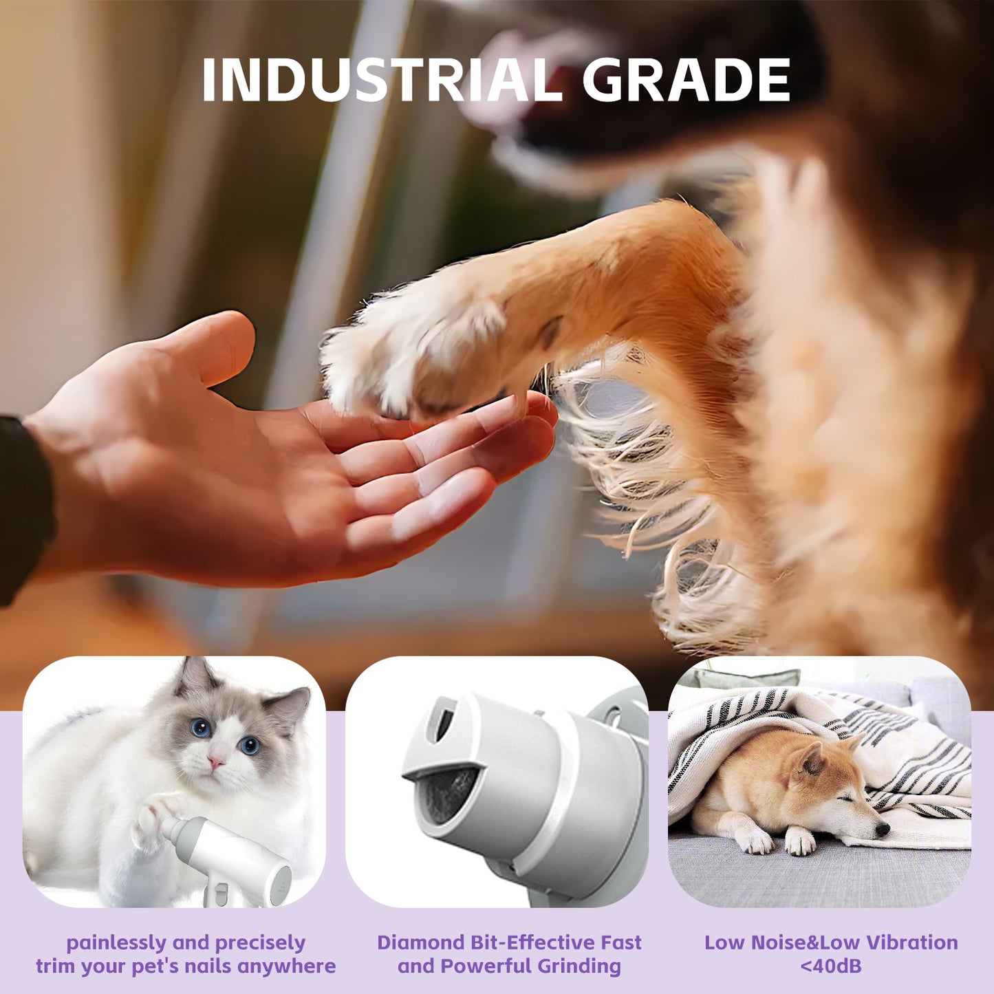 Safety Guard USB Rechargeable Quick Sensor Trimmers with LED Lights for Cats & Dogs