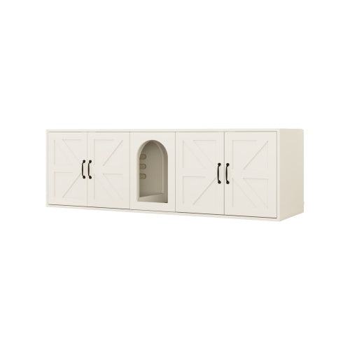 Modern Wooden Horizontal Enclosed Cat Housing & Litter Furniture