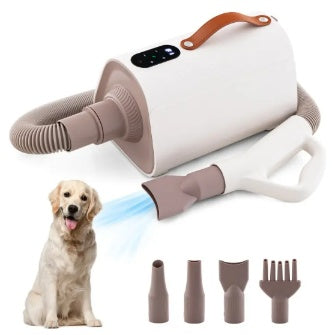 Smart Professional-Grade Grooming Blow Dryer with 4 Detachable Nozzles for Cats & Dogs