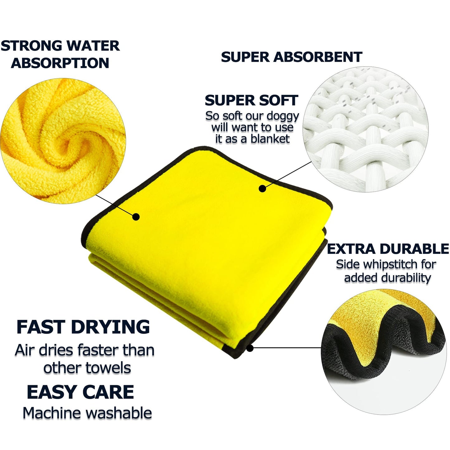 Quick-drying, Super Absorbent Bath Towels for Cats & Dogs (Soft Fiber)
