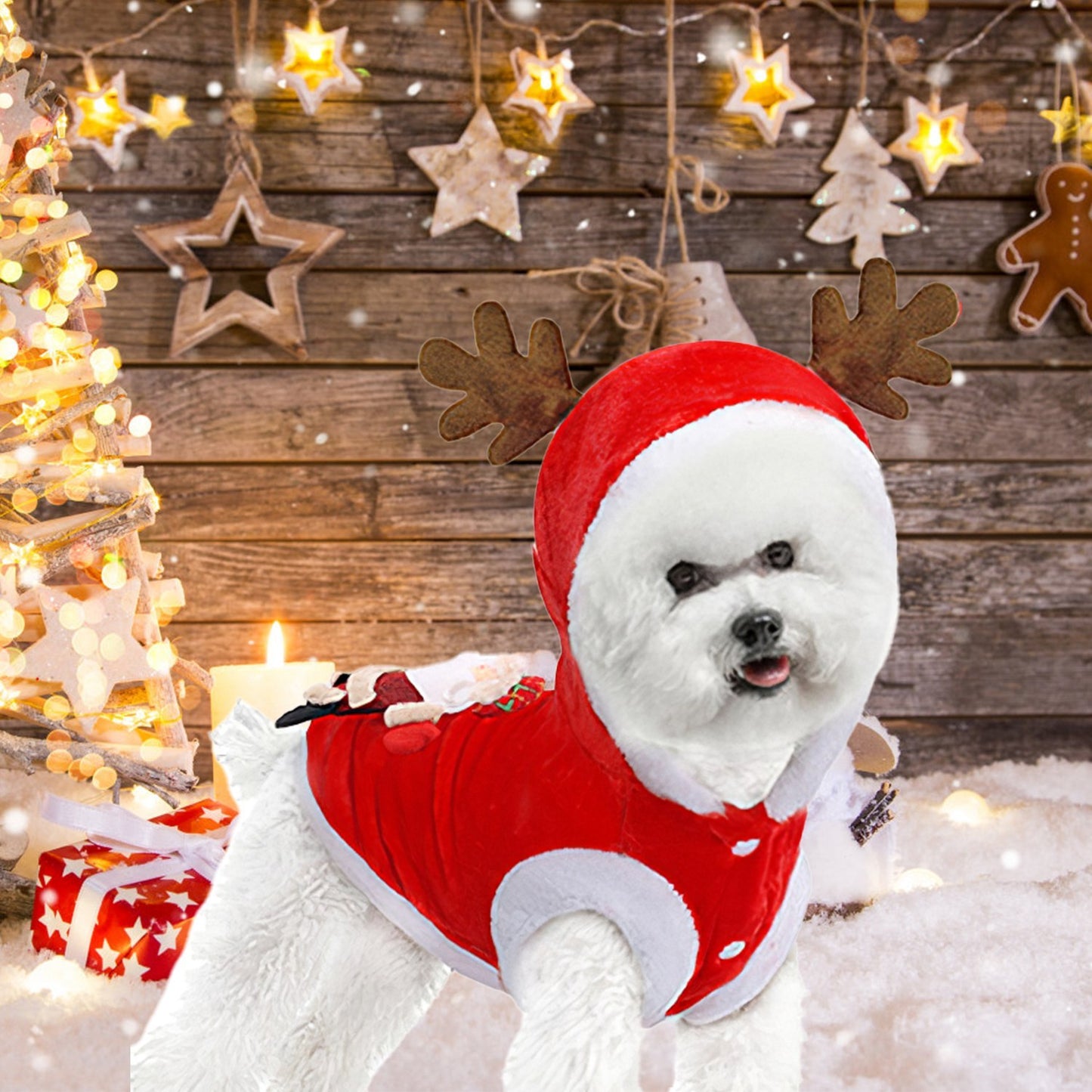 Christmas Themed Santa Claus Reindeer Antlers Costume for Dogs & Cats