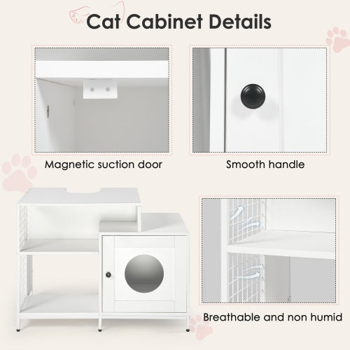 2-in-1 Vanity with Cat Litter Box Enclosure and Storage Shelves for Bathroom
