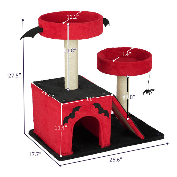 Spooktacular Halloween Themed Cat Tree with Spacious Condo 2 Perches and Spider Toy