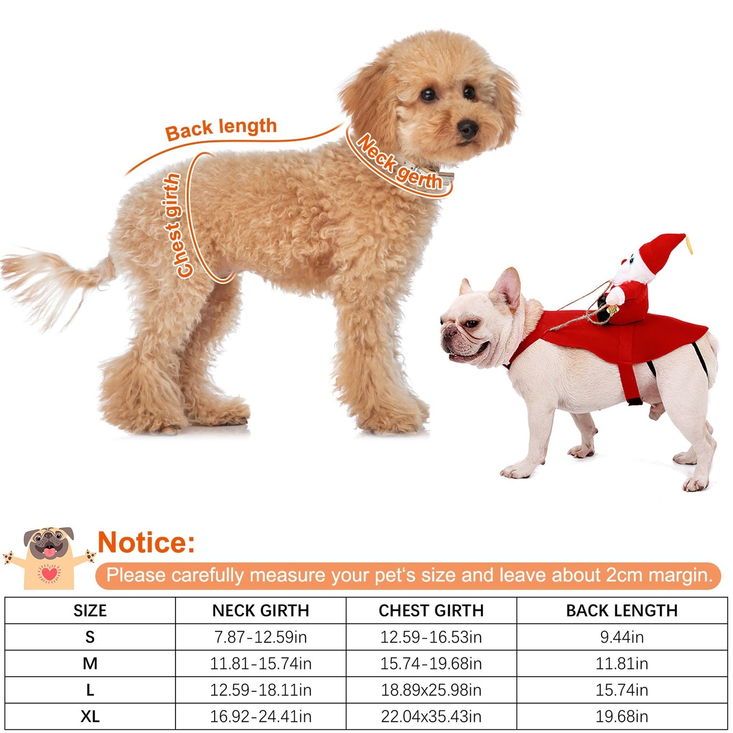 Festive Christmas Themed Riding Santa Claus with Bell Costume for Cats & Dogs