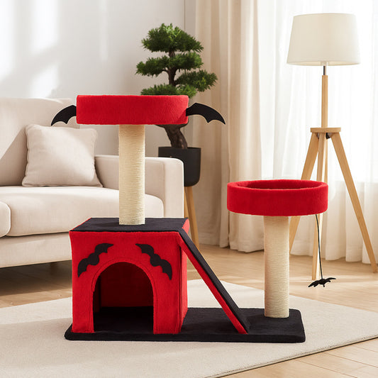 Spooktacular Halloween Themed Cat Tree with Spacious Condo 2 Perches and Spider Toy