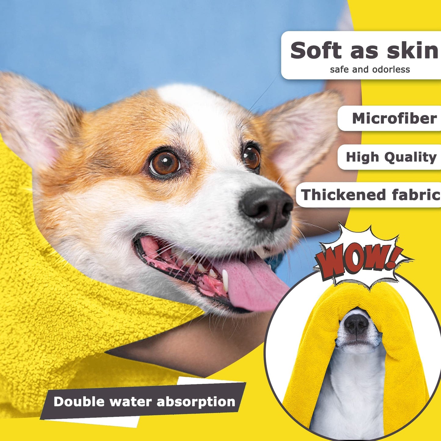 Quick-drying, Super Absorbent Bath Towels for Cats & Dogs (Soft Fiber)