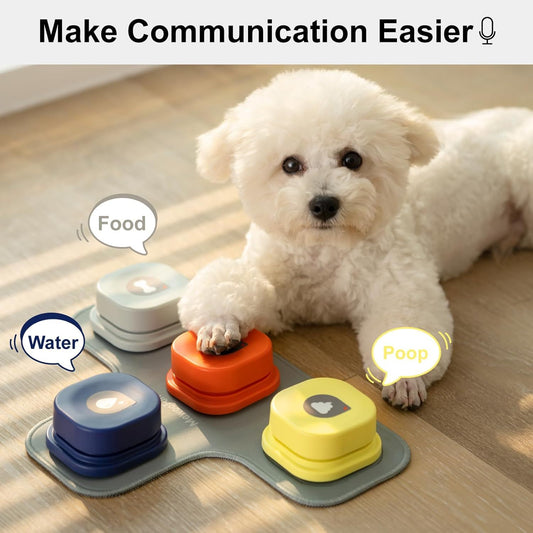 MEWOOFUN Talking Training Button Set - 3 Recordable Communication Buttons (IQ Interactive) for Cats & Dogs