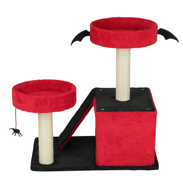 Spooktacular Halloween Themed Cat Tree with Spacious Condo 2 Perches and Spider Toy
