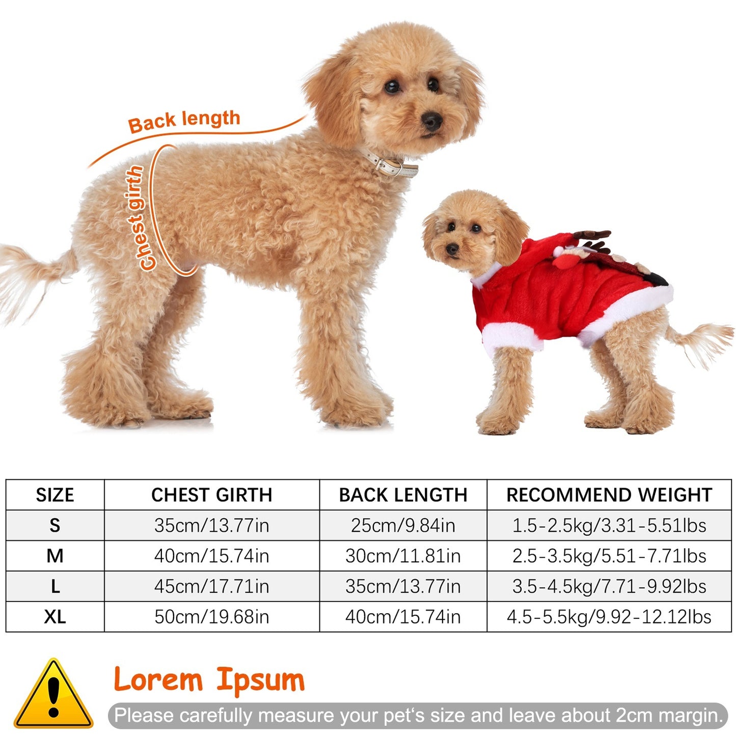 Christmas Themed Santa Claus Reindeer Antlers Costume for Dogs & Cats