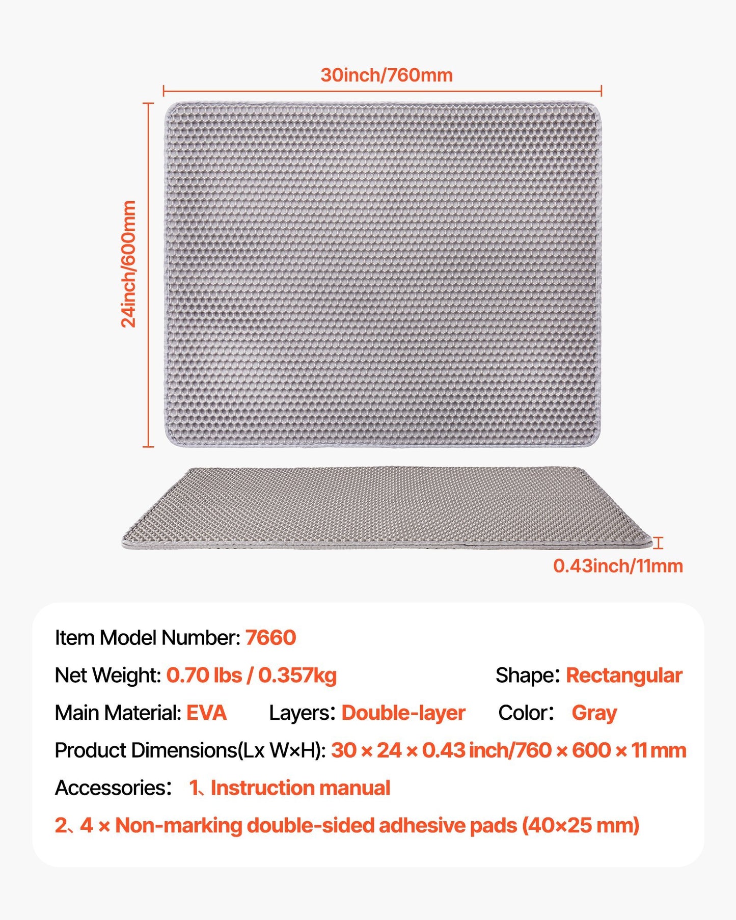 Double Layer Cat Litter Trapping Mat Non-Slip & Urine-Proof