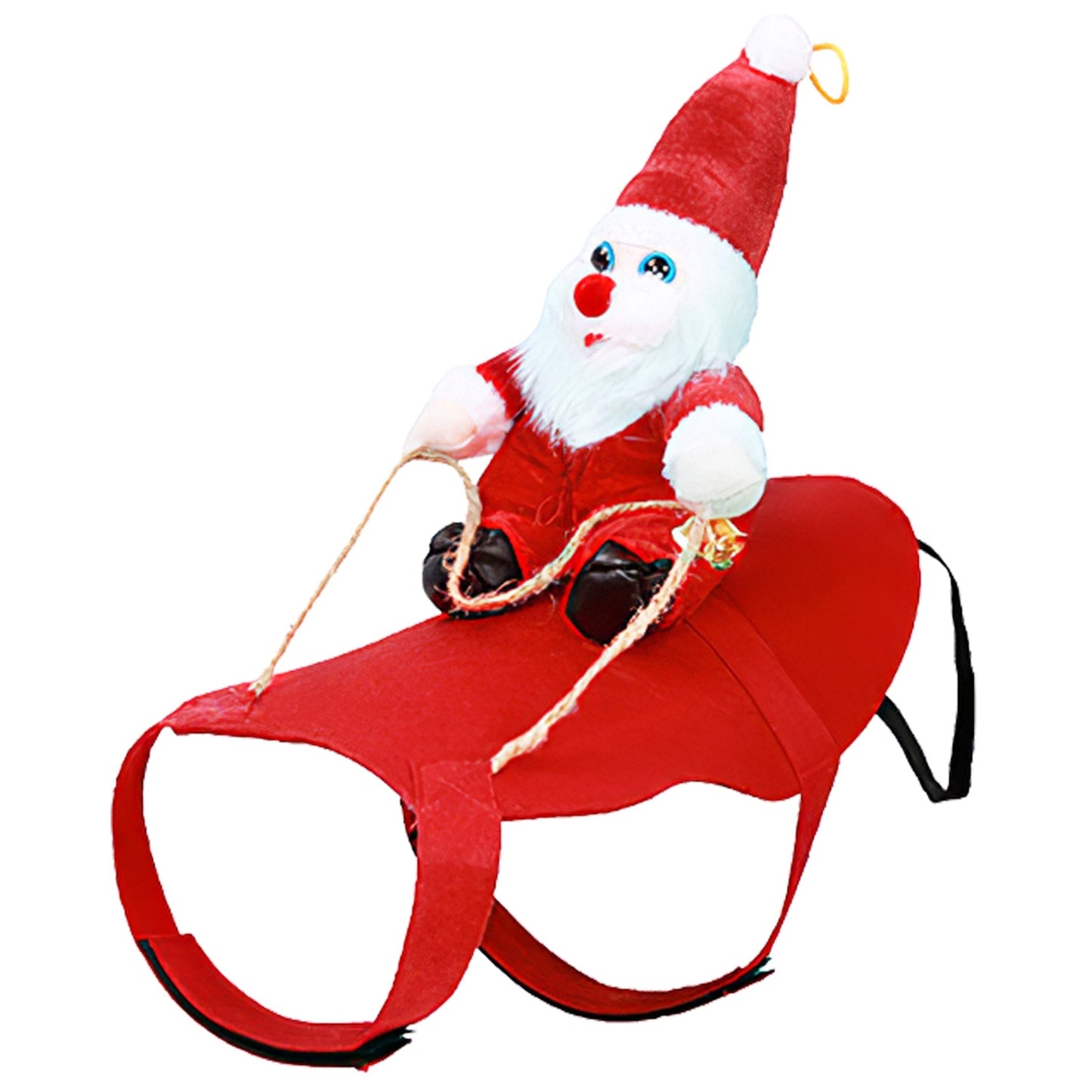 Festive Christmas Themed Riding Santa Claus with Bell Costume for Cats & Dogs