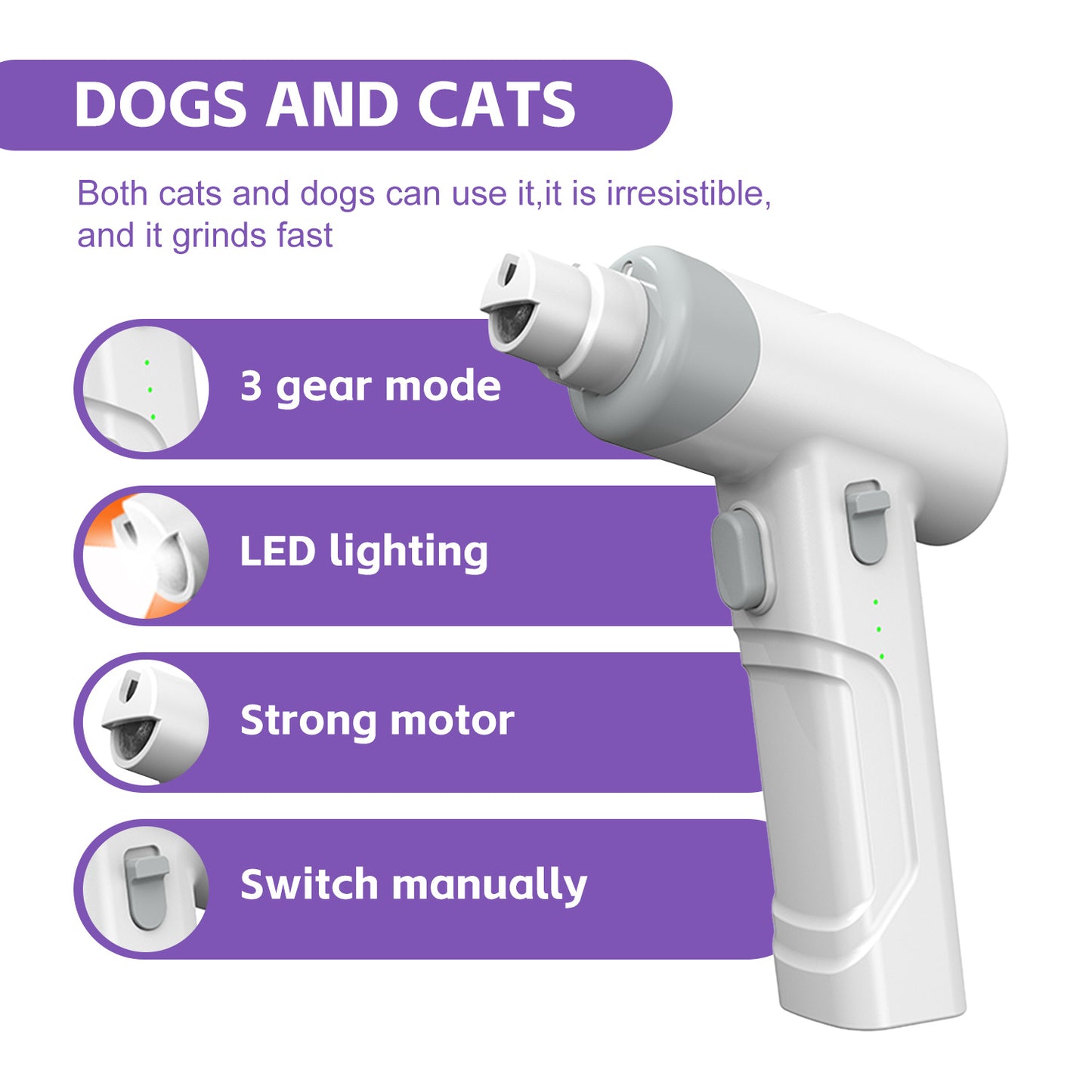 Safety Guard USB Rechargeable Quick Sensor Trimmers with LED Lights for Cats & Dogs