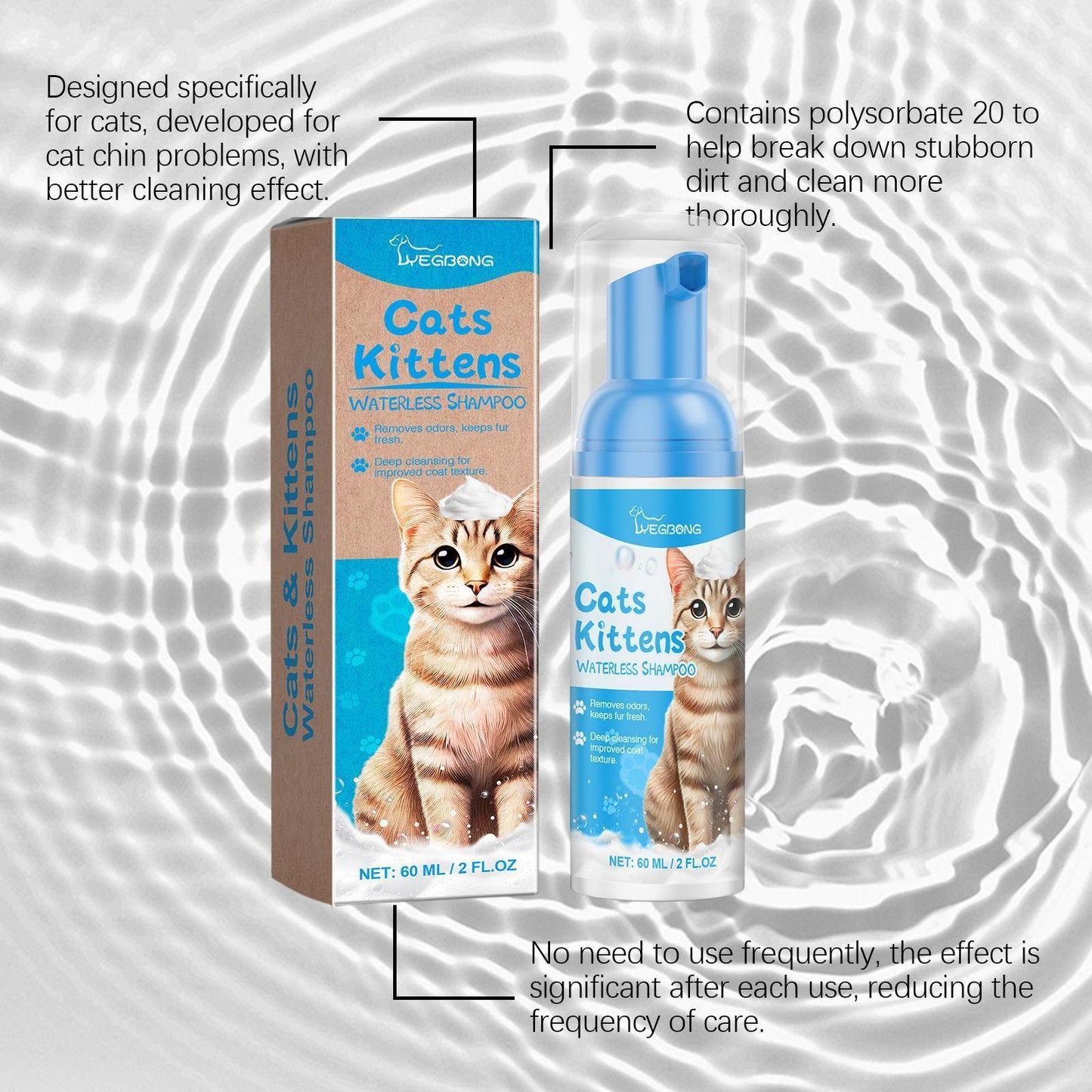 Yegbong Mild Non-irritating Cleaning Foam for Cats