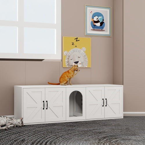 Modern Wooden Horizontal Enclosed Cat Housing & Litter Furniture