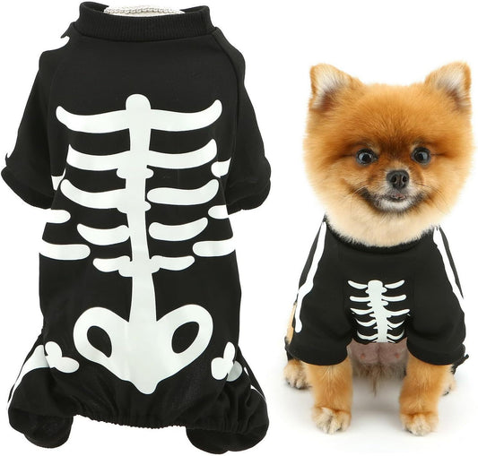Comfortable Glow in the Dark Skeleton Halloween Costume for Cats & Dogs