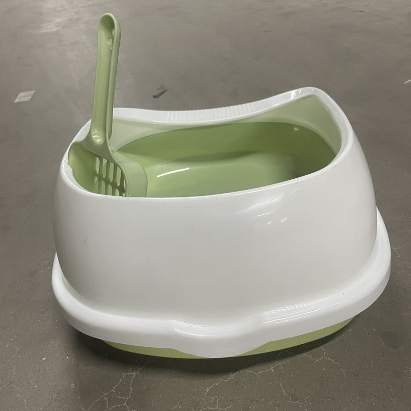 Noble Olive Green & White Cat Litter Box with Scooper Included (Easy Cleaning)